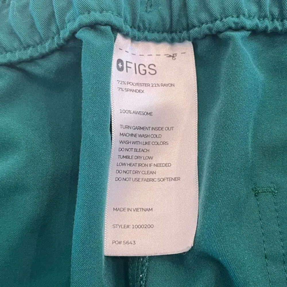 FIGS Cairo‎ Cargo Scrub Pants Green Size XXL Short Hemmed